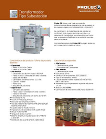 Catálogo Transformador Subestación PROLEC